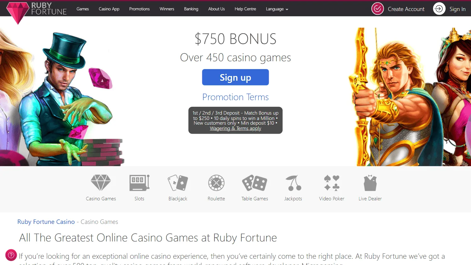 Ruby Fortune Casino desktop games view